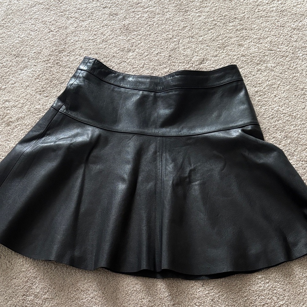 Banana Republic Black Leather Skater Skirt